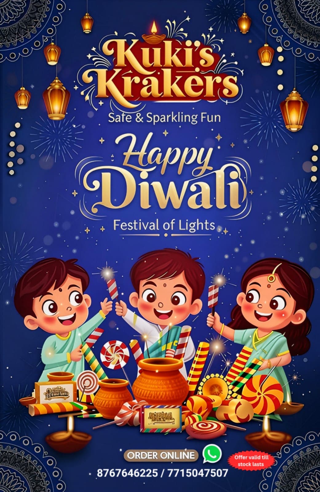 Kuki's Krakers & Fireworks Happy Diwali poster